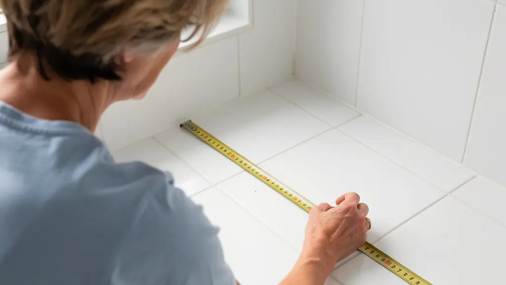 Personne mesurant l'espace disponible pour un receveur de douche